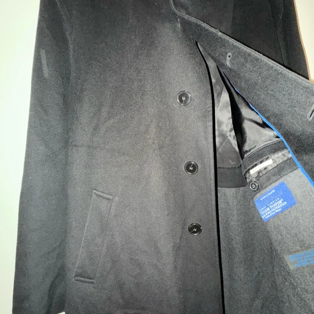 NWOT Made in Italy Mens Classic Black Trench Coat with Timeless Elegance - Picture 8 of 8
